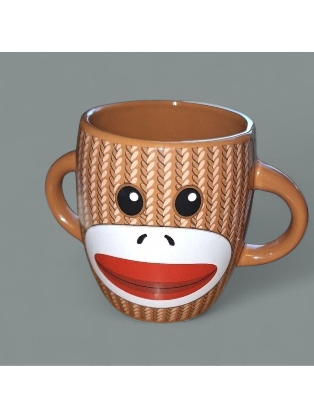 Sock Monkey Double Handle Coffee Mug